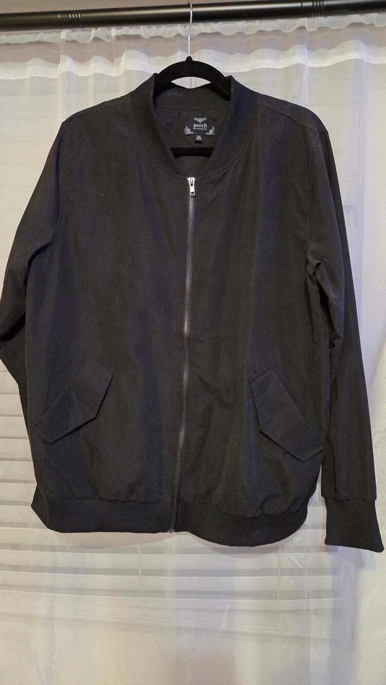 Perch by Blu Pepper Bomber Jacket Size 1XL Black Full Zip